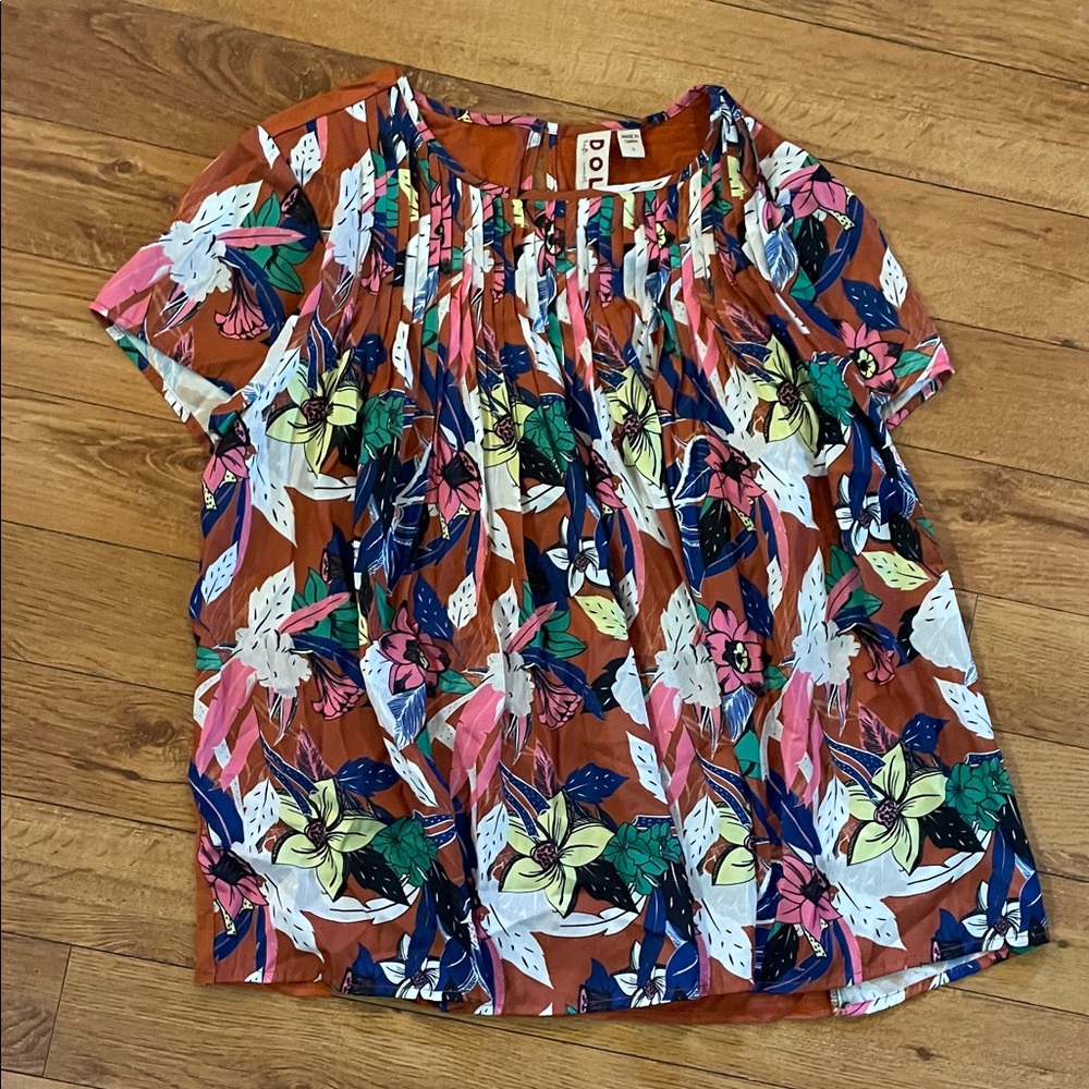 Dolan Colorful Silk Floral Top Size Small